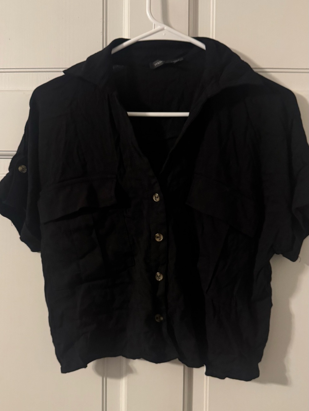 Moa Moa Black Crewneck Labeled Top